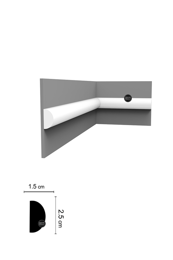 קרניז אמצע קיר | עבור פסי הפרדה ומסגרות קיר | DS-2002 | גובה:2.5 ס״מ | אורך: 2.4 מ׳