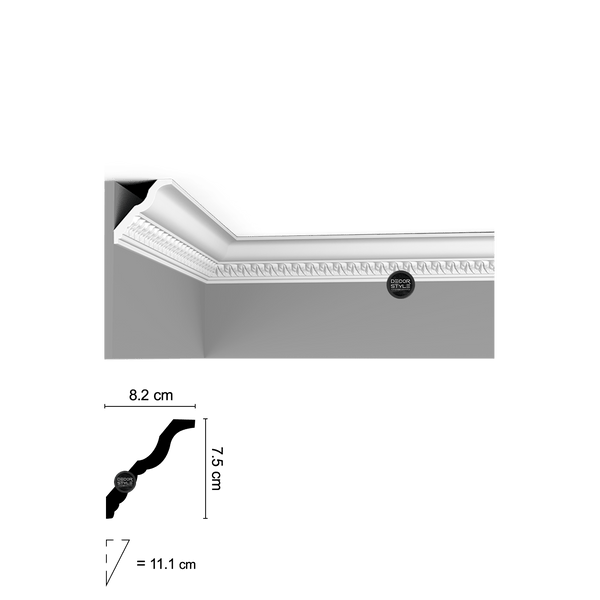 קרניז תקרה דקורטיבי מדורג עם עיטורים DS-1082 | אורך: 2.4 מ׳