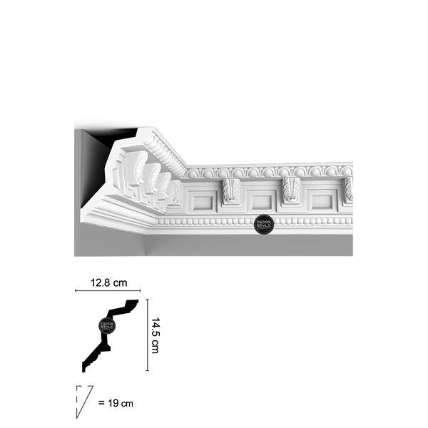DS-1217 |  קרניז תקרה דקורטיבי עם עיטורים ופיתוחים | אורך: 2.4 מ׳
