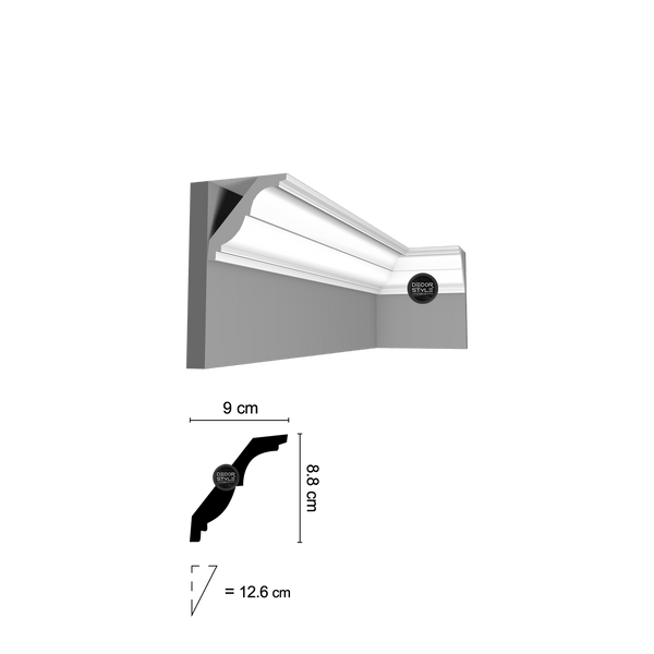 DS-1558 | קרניז תקרה דקורטיבי רחב עם חריטות | אורך: 2.4 מ׳