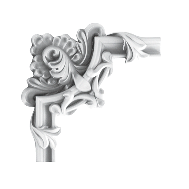 סיומת פינה מעוטרת עבור מסגרות קיר | עבור קרניז אמצע קיר תואם | 22 ס״מ