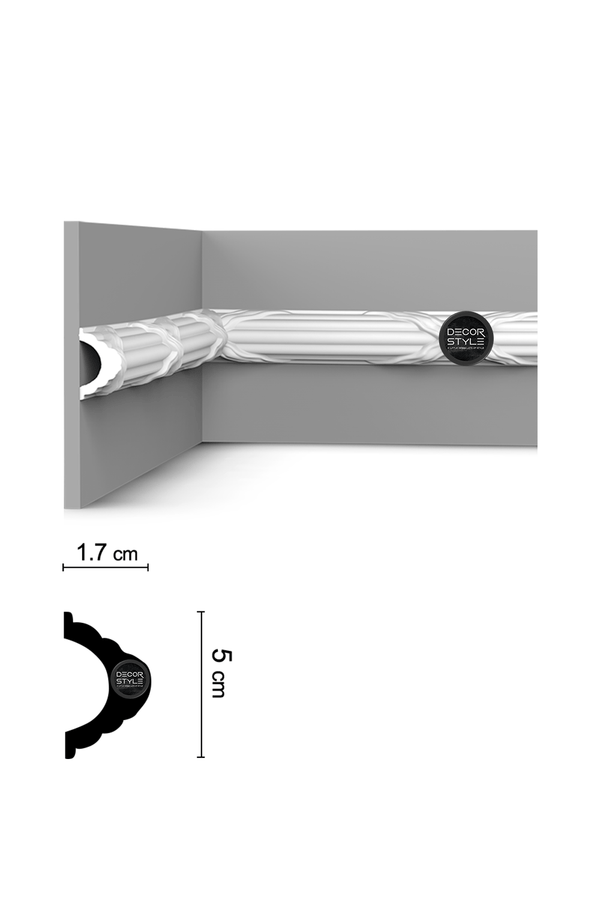 קרניז אמצע קיר | עבור פסי הפרדה ומסגרות קיר | עיטורי חבלים וקשירות DS-2048 | גובה:5 ס״מ | אורך: 2.4 מ׳