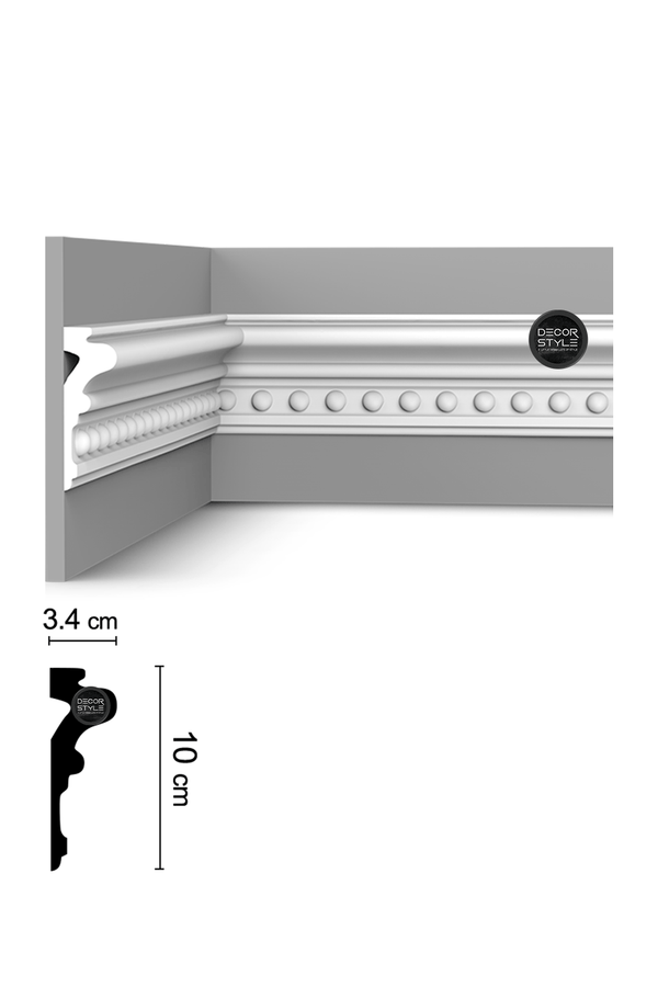 קרניז אמצע קיר רחב | עבור פסי הפרדה ומסגרות קיר | עיגולים DS-2058 | גובה:10 ס״מ | אורך: 2.4 מ׳