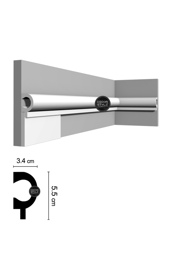 קרניז אמצע קיר | עבור פסי הפרדה וסיומת | DS-2177 | גובה:5.5 ס״מ | אורך: 2.4 מ׳
