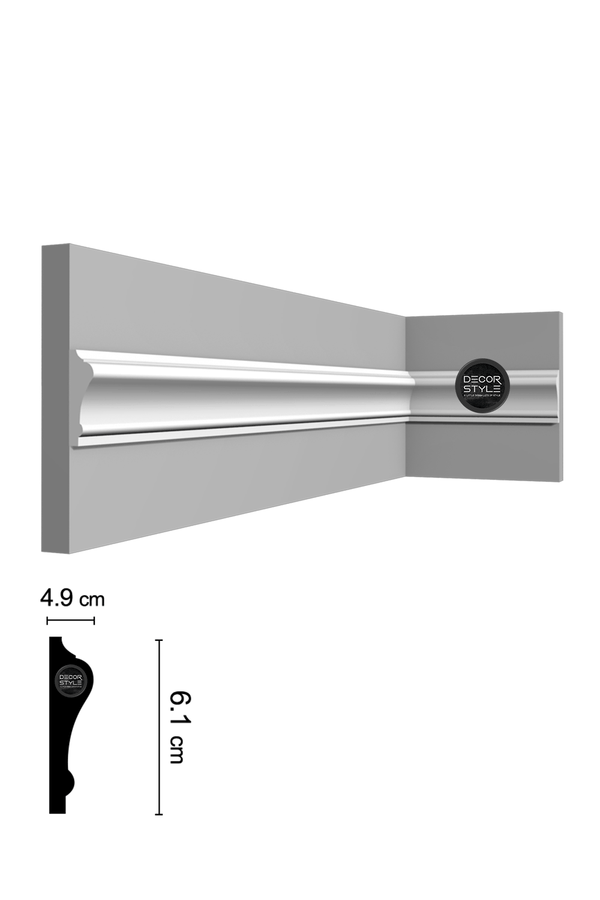 קרניז אמצע קיר | עבור פסי הפרדה ומסגרות קיר | DS-2272 | גובה:6.1 ס״מ | אורך: 2.4 מ׳