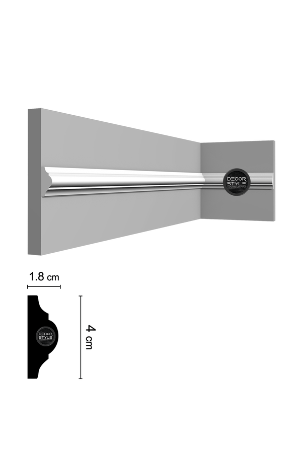 קרניז אמצע קיר | עבור פסי הפרדה ומסגרות קיר | DS-2508 | גובה:4 ס״מ | אורך: 2.4 מ׳