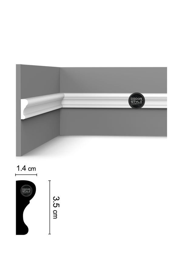 קרניז אמצע קיר | עבור פסי הפרדה ומסגרות קיר | DS-2534P | גובה:3.5 ס״מ | אורך: 2.4 מ׳
