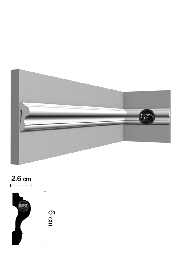 קרניז אמצע קיר | עבור פסי הפרדה ומסגרות קיר | DS-2553 | גובה:6 ס״מ | אורך: 2.4 מ׳