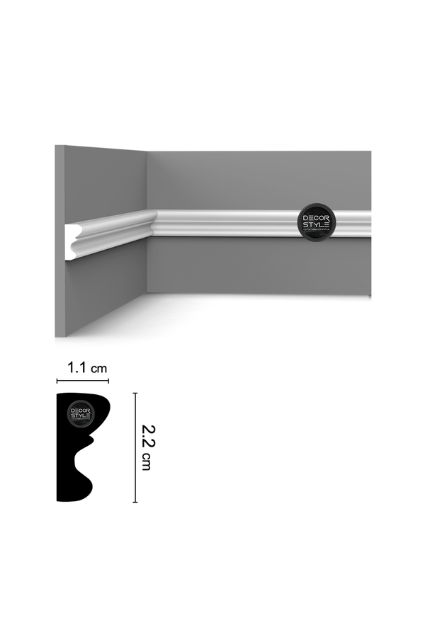 קרניז אמצע קיר | עבור פסי הפרדה ומסגרות קיר | DS-2555 | גובה:2.2 ס״מ | אורך: 2.4 מ׳
