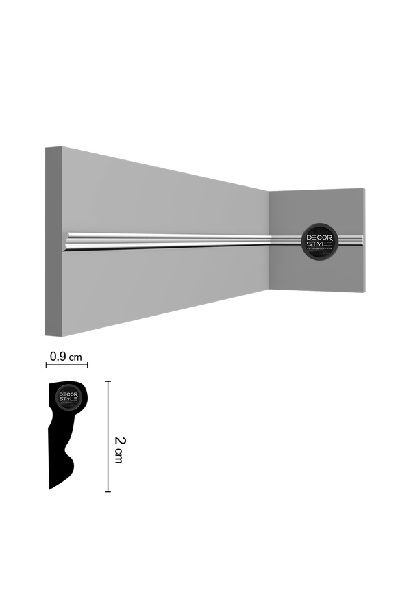 קרניז אמצע קיר | עבור פסי הפרדה ומסגרות קיר | DS-2556 | גובה:2 ס״מ | אורך: 2.4 מ׳