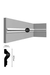 קרניז אמצע קיר | עבור פסי הפרדה ומסגרות קיר | DS-2600 | גובה:4.3 ס״מ | אורך: 2.4 מ׳