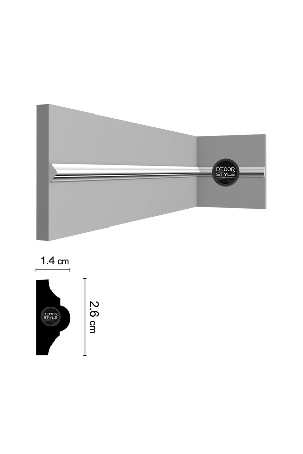 קרניז אמצע קיר | עבור פסי הפרדה ומסגרות קיר | DS-2607 | גובה:2.6 ס״מ | אורך: 2.4 מ׳