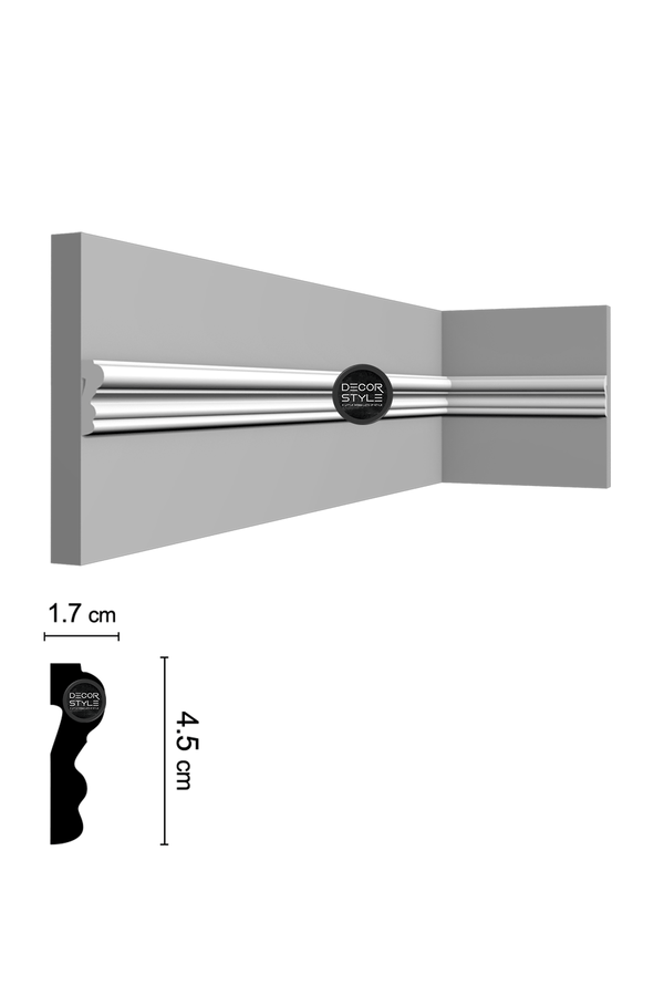 קרניז אמצע קיר | עבור פסי הפרדה ומסגרות קיר | DS-2615 | גובה:4.5 ס״מ | אורך: 2.4 מ׳
