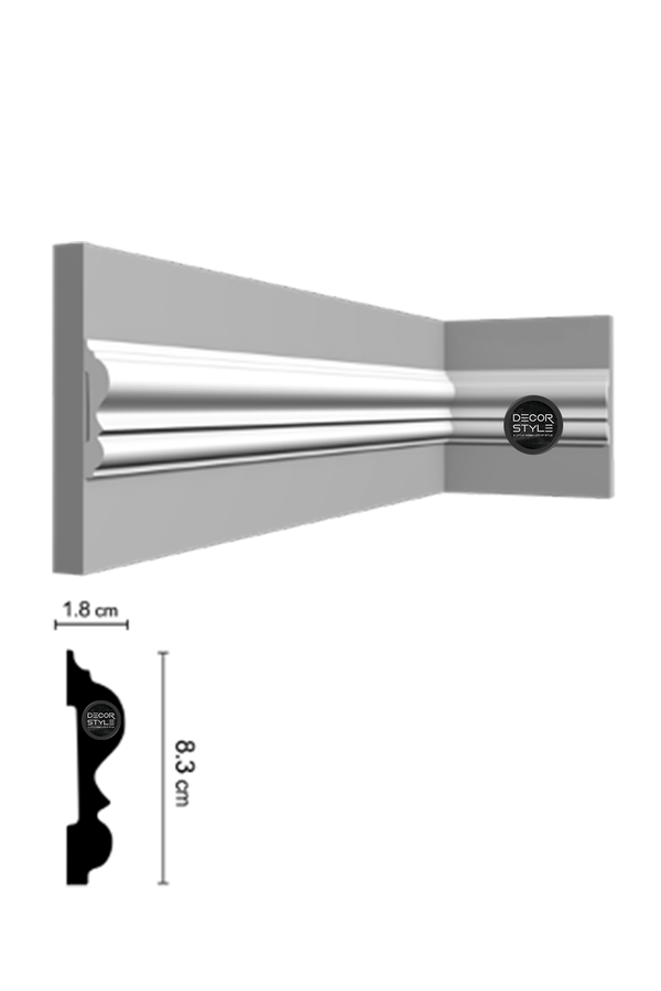 קרניז אמצע קיר | עבור פסי הפרדה ומסגרות קיר | DS-2640 | גובה:8.3 ס״מ | אורך: 2.4 מ׳