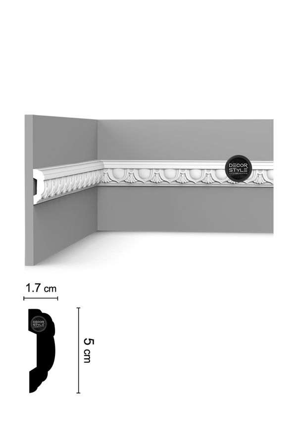 קרניז אמצע קיר | עבור פסי הפרדה ומסגרות קיר | עם עיטורים וקשתות DS-2654 | גובה:5 ס״מ | אורך: 2.4 מ׳