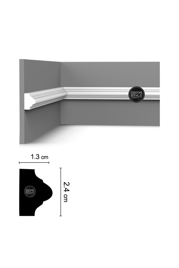 קרניז אמצע קיר | עבור פסי הפרדה ומסגרות קיר | DS-2721 | גובה:2.4 ס״מ | אורך: 2.4 מ׳