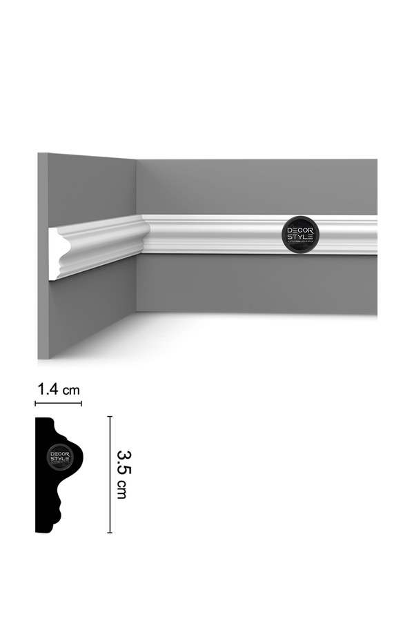 קרניז אמצע קיר | עבור פסי הפרדה ומסגרות קיר | DS-2723 | גובה:3.5 ס״מ | אורך: 2.4 מ׳