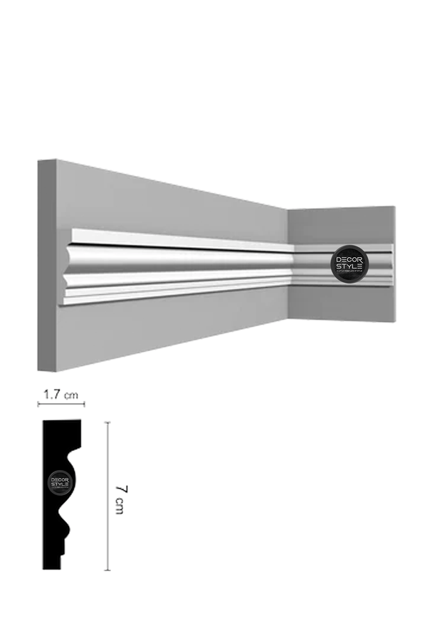 קרניז אמצע קיר | עבור פסי הפרדה ומסגרות קיר | DS-2730 | גובה:7 ס״מ | אורך: 2.4 מ׳
