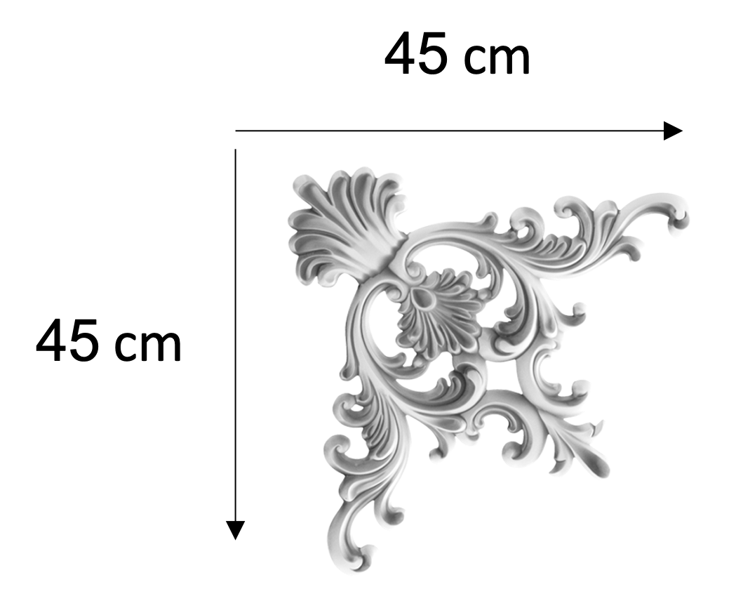 סיומת פינה מעוטרת עבור מסגרות קיר | עיטור קיר פנימי בתוך ומחוץ למסגרות קיר | 45 ס״מ