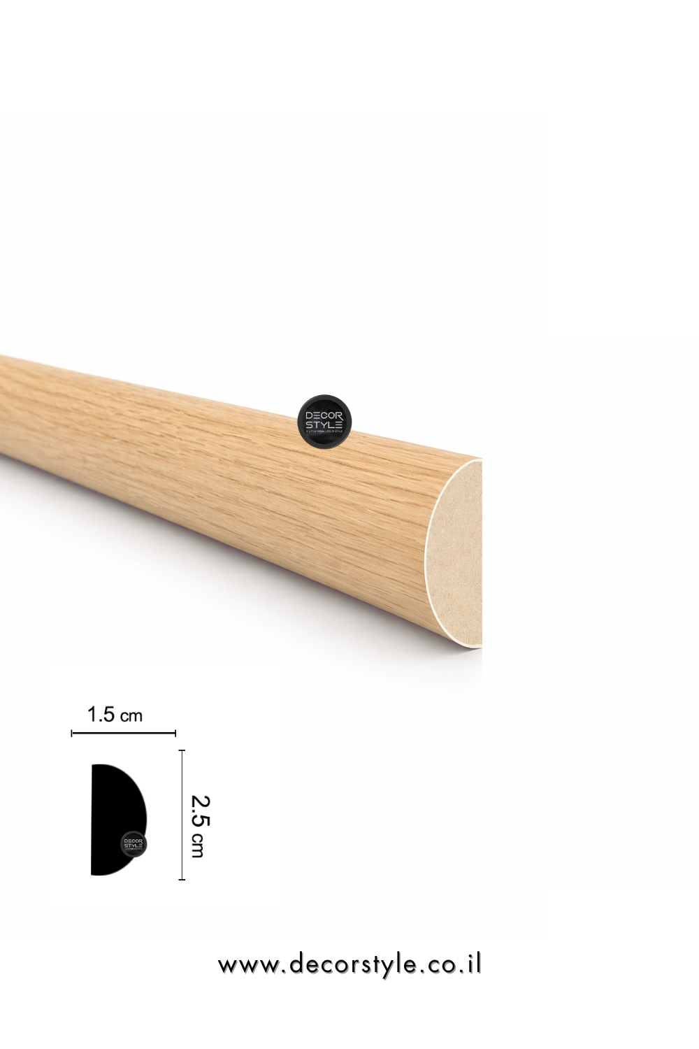קרניז אמצע קיר בגימור דמוי עץ בגוון אלון טבעי | עבור פסי הפרדה ומסגרות קיר | DS-2002 OAK | גובה: 2 ס״מ | אורך: 2.4 מ׳