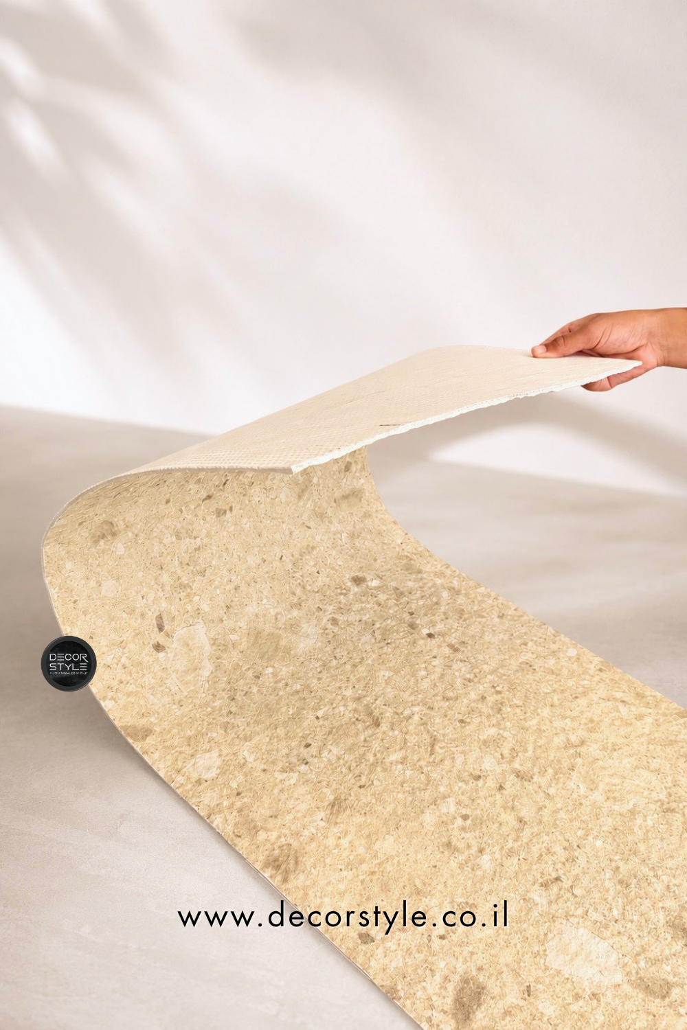 אבן אלסטית Terrazzo Rough Stone גוון שמנת במרקם מחוספס - 118/280 ס״מ