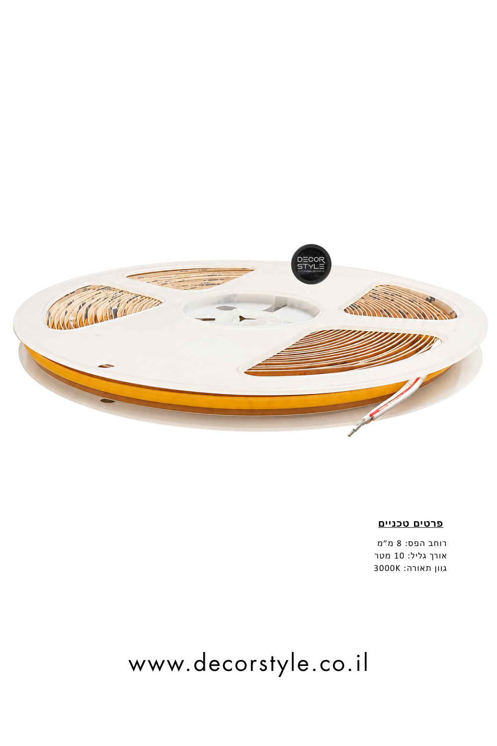 סרט לד COB רציף Free Cut 24V 3000K - גליל 10 מטר