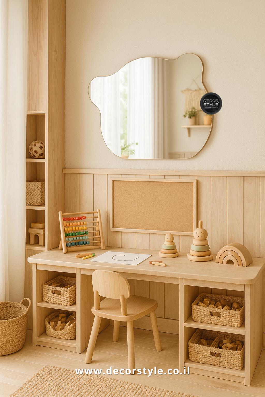 מראה אמורפית בסגנון דובי | דגם טדי | 80/100 ס״מ