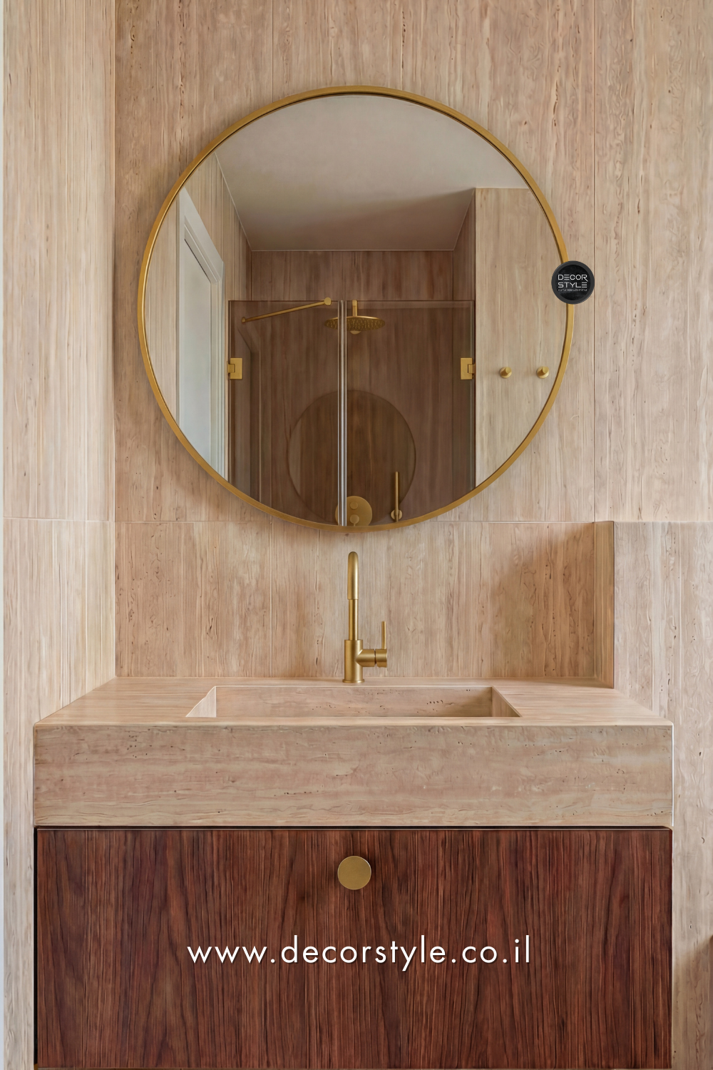 מראה עגולה | מסגרת אלומיניום בשחור / זהב | דגם שקד | במגוון גדלים