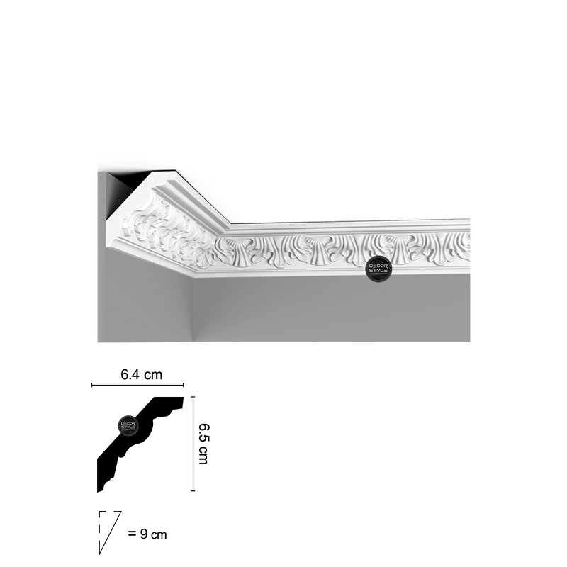 קרניז תקרה דקורטיבי מדורג רחב מעוטר קלאסי DS-1134 | אורך: 2.4 מ׳