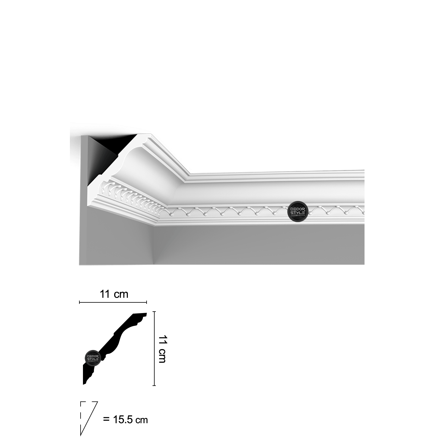 קרניז תקרה דקורטיבי מדורג רחב זיגזג DS-1171 | אורך: 2.4 מ׳