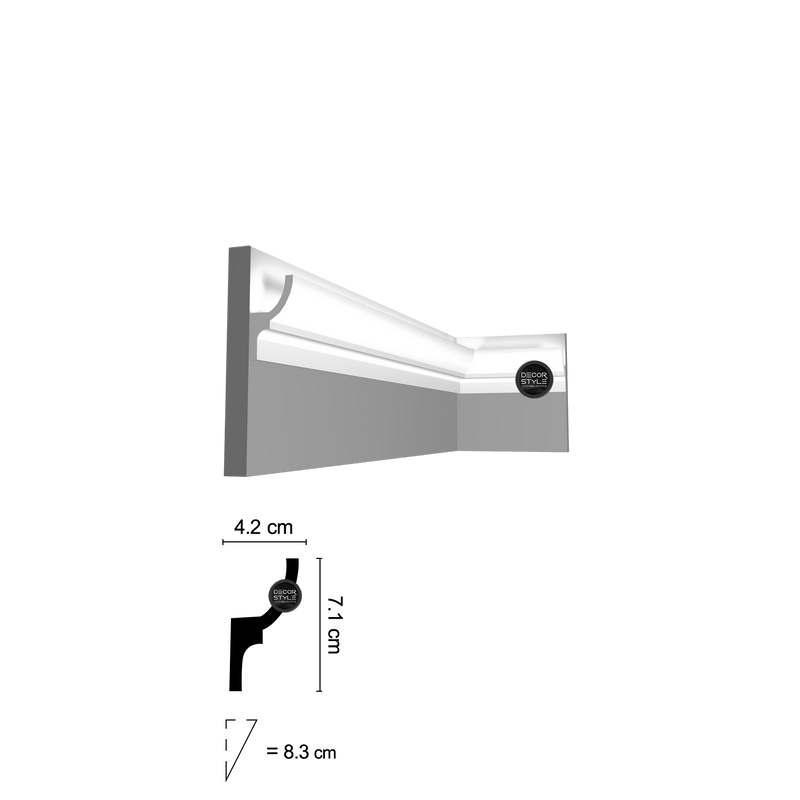 קרניז תקרה דקורטיבי חלק עבור תאורה נסרת DS-1190 | אורך: 2.4 מ׳