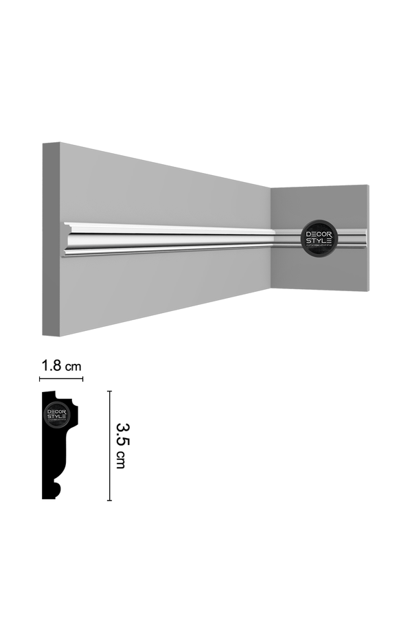 קרניז אמצע קיר | עבור פסי הפרדה ומסגרות קיר | DS-2522 | גובה:3.5 ס״מ | אורך: 2.4 מ׳